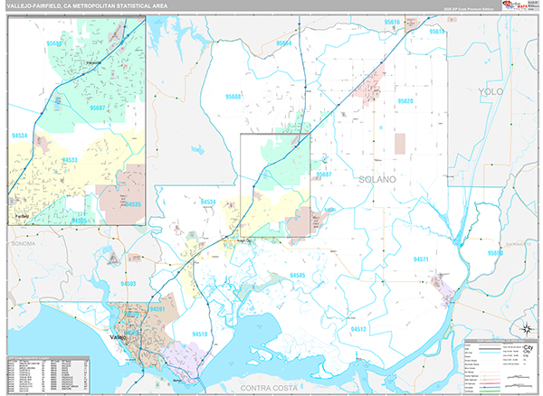 Vallejo-Fairfield Metro Area Wall Map